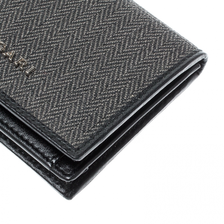 Pre Owned Bvlgari Grey/Black Coated Canvas Business Card Holder