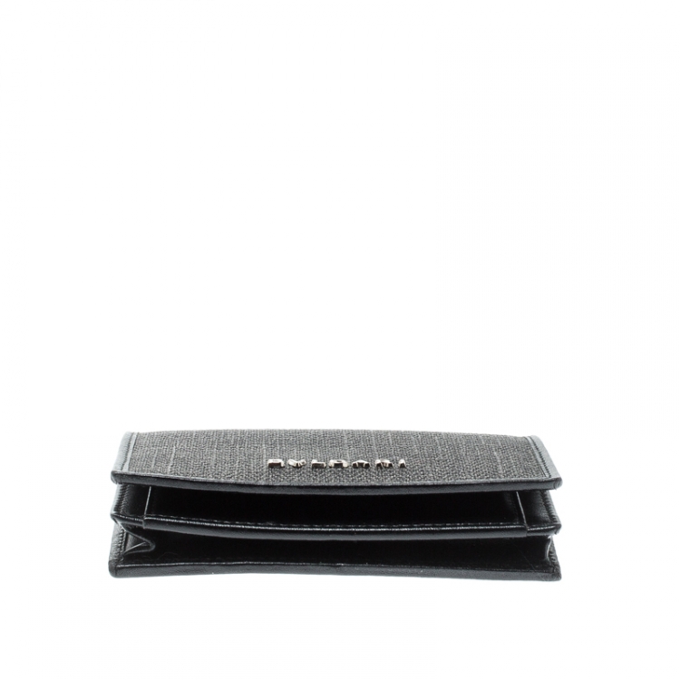 Pre Owned Bvlgari Grey/Black Coated Canvas Business Card Holder