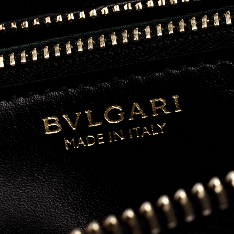 Pre Owned Bvlgari Black Leather Serpenti Forever Zip Around Wallet