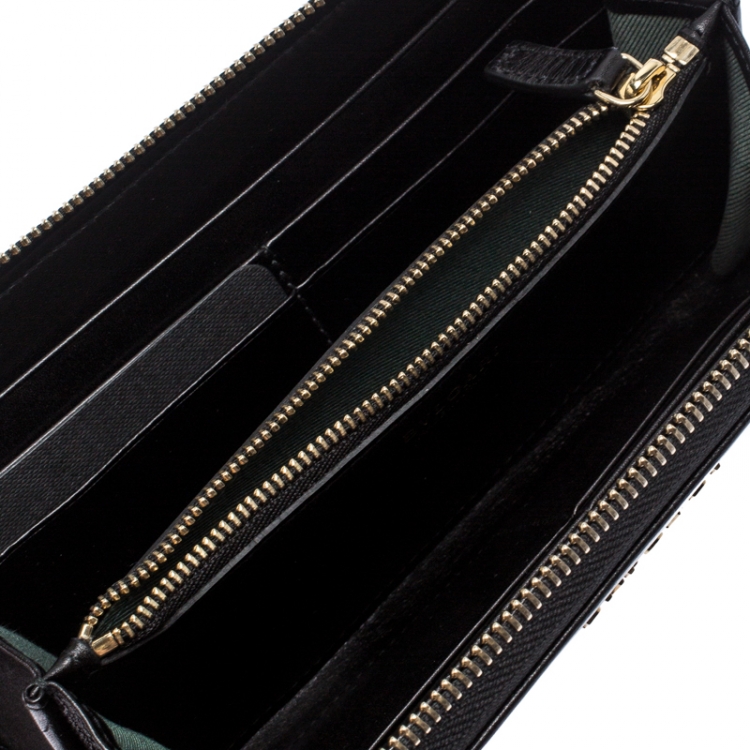 Pre Owned Bvlgari Black Leather Serpenti Forever Zip Around Wallet