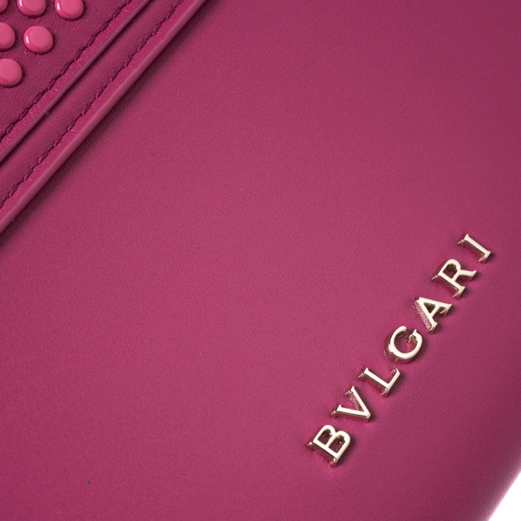 Pre Owned Bvlgari x Nicholas Kirkwood Fuchsia Studded Leather Serpenti Forever Wallet On Chain