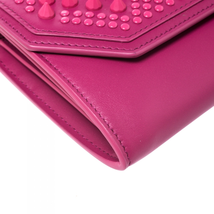 Pre Owned Bvlgari x Nicholas Kirkwood Fuchsia Studded Leather Serpenti Forever Wallet On Chain
