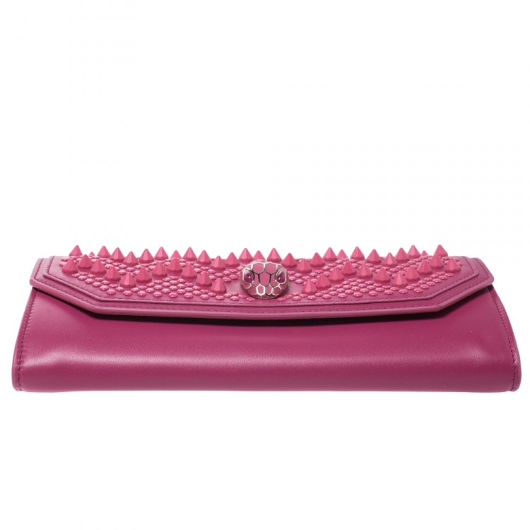 Pre Owned Bvlgari x Nicholas Kirkwood Fuchsia Studded Leather Serpenti Forever Wallet On Chain