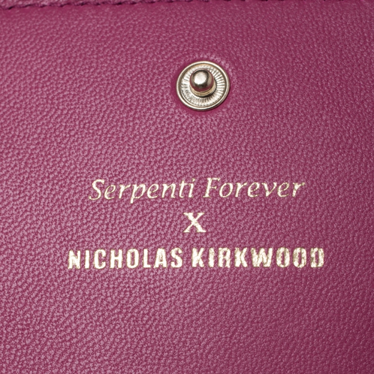 Pre Owned Bvlgari x Nicholas Kirkwood Fuchsia Studded Leather Serpenti Forever Wallet On Chain