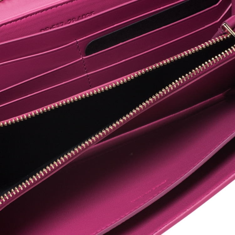 Pre Owned Bvlgari x Nicholas Kirkwood Fuchsia Studded Leather Serpenti Forever Wallet On Chain