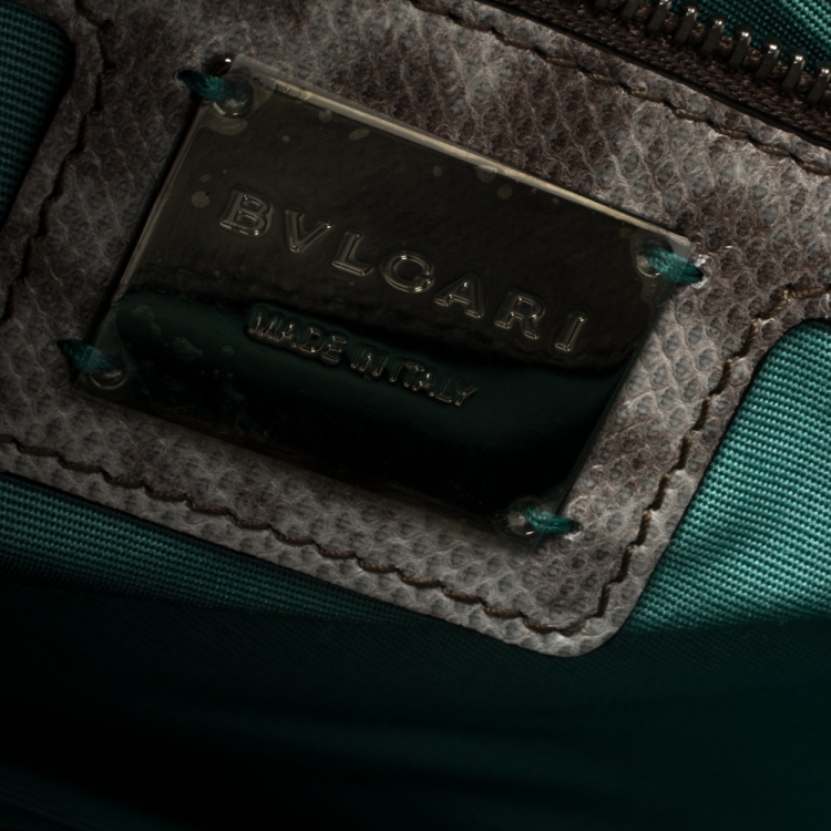مملوكة مسبقًا Bvlgari Brown/Grey Karung Medium Serpenti Forever Flap Shoulder Bag
