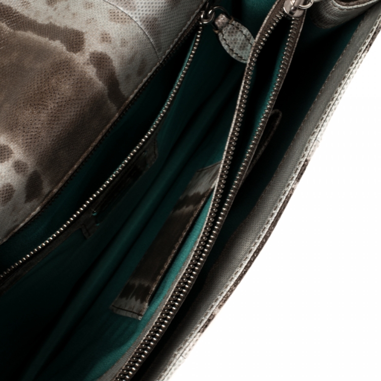 مملوكة مسبقًا Bvlgari Brown/Grey Karung Medium Serpenti Forever Flap Shoulder Bag