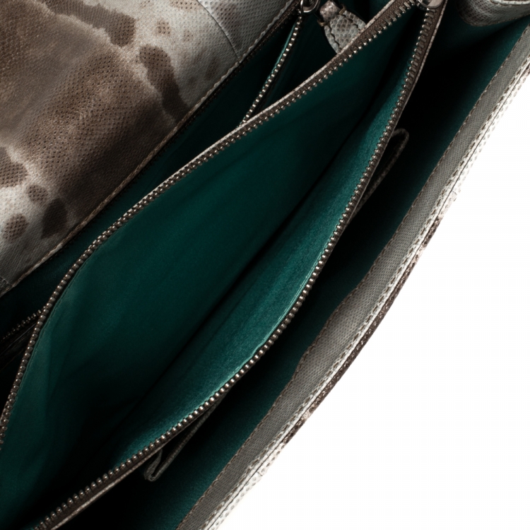 مملوكة مسبقًا Bvlgari Brown/Grey Karung Medium Serpenti Forever Flap Shoulder Bag