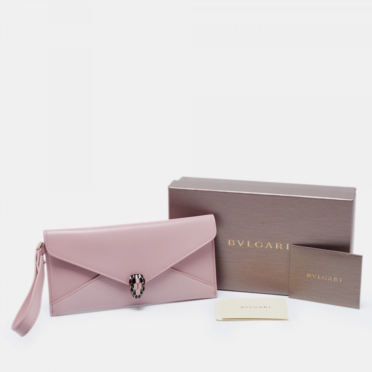 Pre Owned Bvlgari Two Tone Pink Leather Serpenti Forever Envelope Pouch