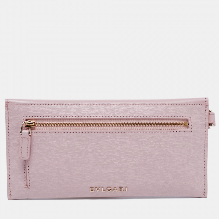 Pre Owned Bvlgari Two Tone Pink Leather Serpenti Forever Envelope Pouch