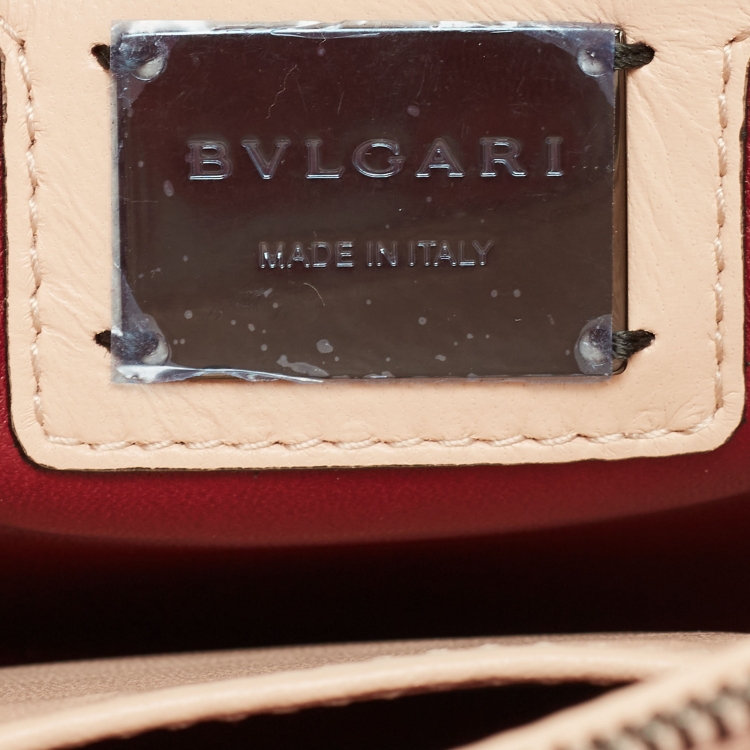 Pre Owned Bvlgari Beige Studded Leather Medium Serpenti Forever Shoulder Bag