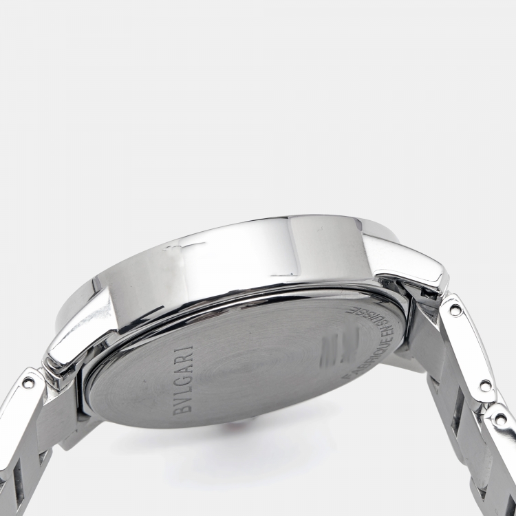 Pre Owned Bvlgari Purple Diamond Stainless Steel BvlgariBvlgari 102607 Women's Wristwatch 33 mm 