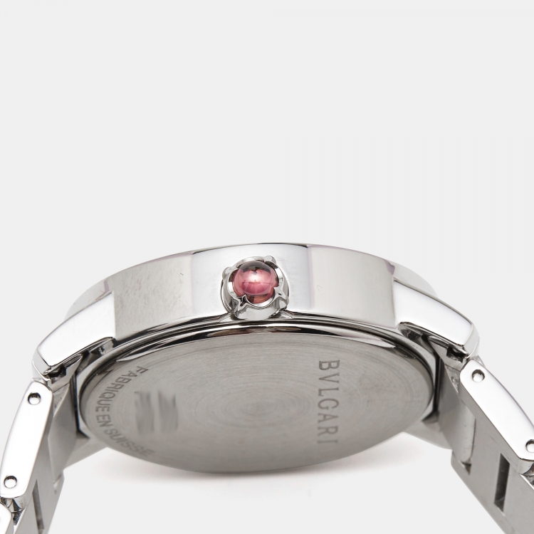 Pre Owned Bvlgari Purple Diamond Stainless Steel BvlgariBvlgari 102607 Women's Wristwatch 33 mm 