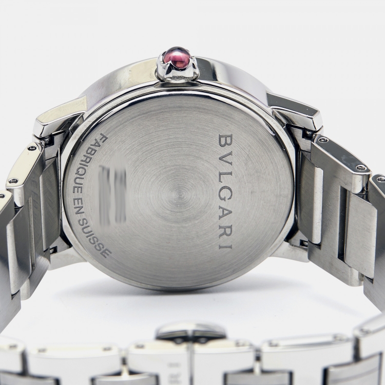 Pre Owned Bvlgari Purple Diamond Stainless Steel BvlgariBvlgari 102607 Women's Wristwatch 33 mm 