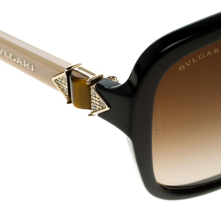 Pre Owned Bvlgari Metallic Brown/Beige 8150-B Square Sunglasses