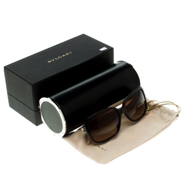 Pre Owned Bvlgari Metallic Brown/Beige 8150-B Square Sunglasses