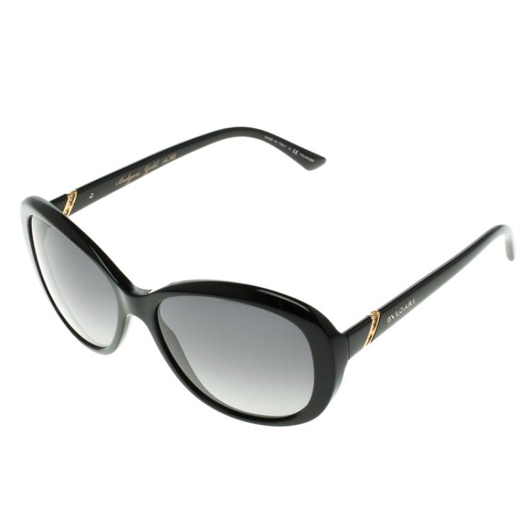 Pre Owned Bvlgari Black Le Gemme 18k Rose Gold Oval Polarized Sunglasses
