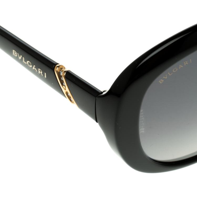 Pre Owned Bvlgari Black Le Gemme 18k Rose Gold Oval Polarized Sunglasses