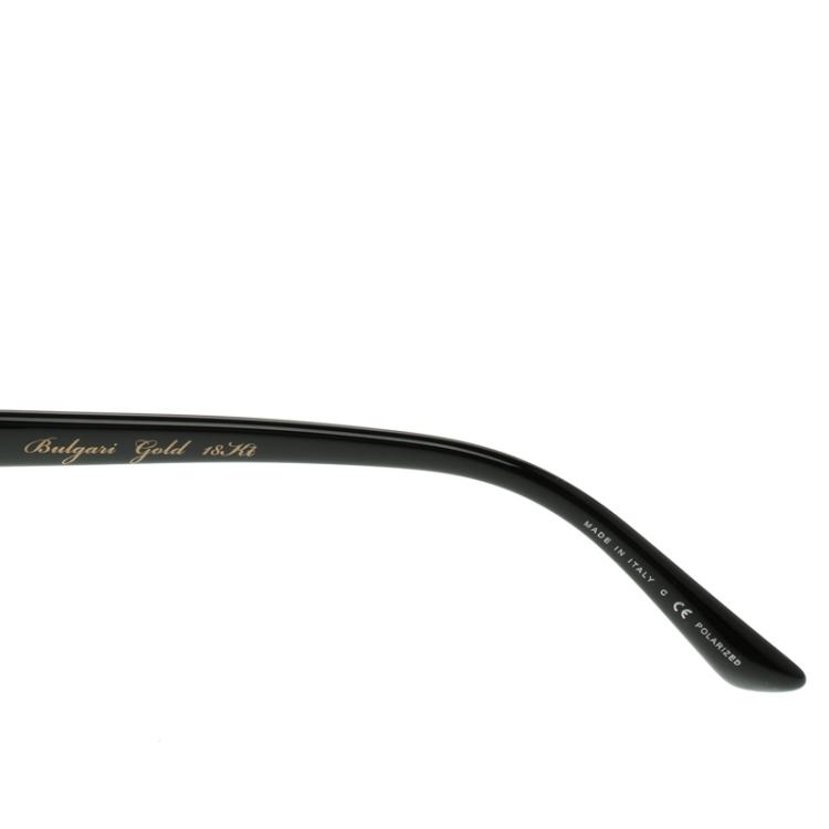 Pre Owned Bvlgari Black Le Gemme 18k Rose Gold Oval Polarized Sunglasses