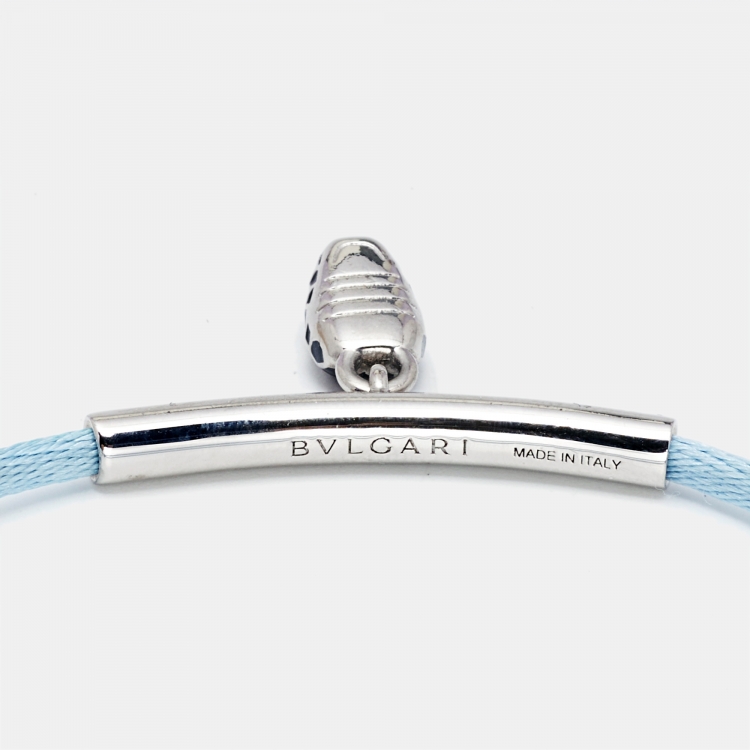 Pre Owned Bvlgari Serpenti Forever Enamel Silver Tone Cord Bracelet
