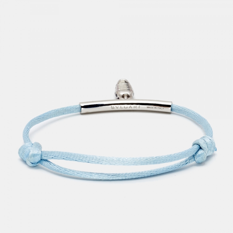 Pre Owned Bvlgari Serpenti Forever Enamel Silver Tone Cord Bracelet