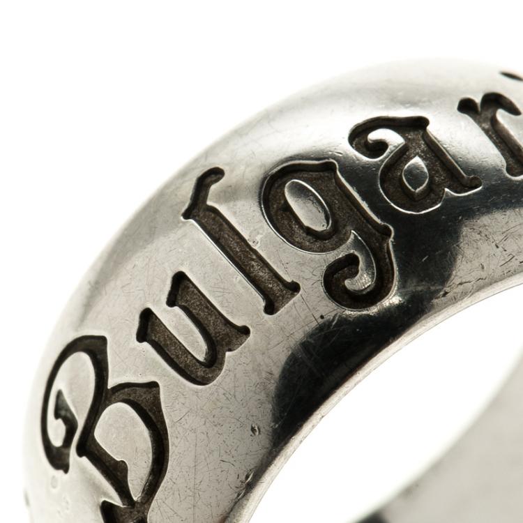 Pre Owned Bvlgari Save The Chidren Silver Band Ring Size 57