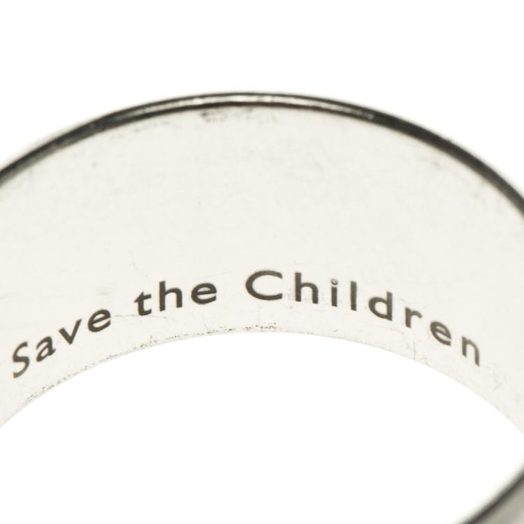 Pre Owned Bvlgari Save The Chidren Silver Band Ring Size 57