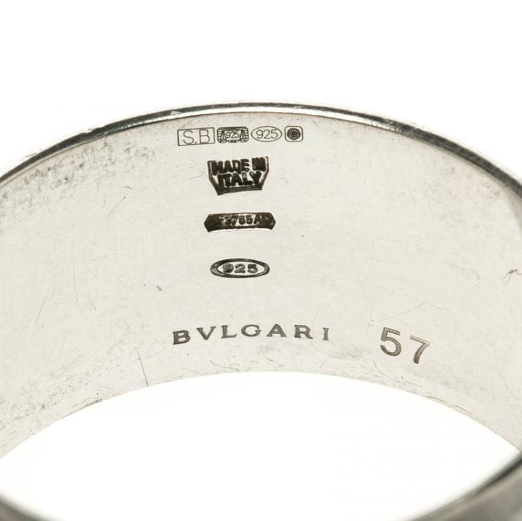 Pre Owned Bvlgari Save The Chidren Silver Band Ring Size 57