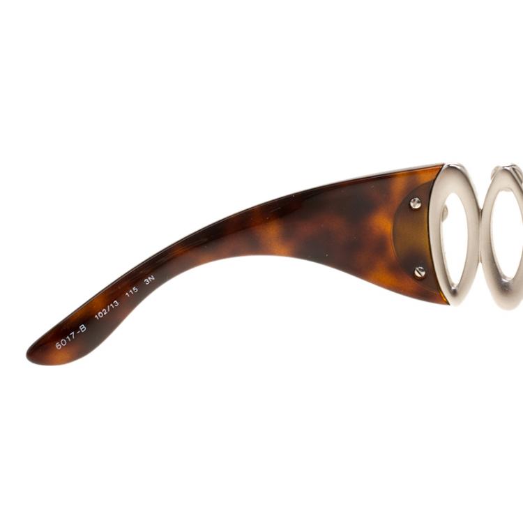 Pre Owned Bvlgari Brown Turqoise 6017-B Crystal Embellished Shield Sunglasses