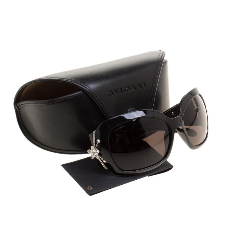 Pre Owned Bvlgari Black Limited Edition Fireworks Oversized Sunglasses