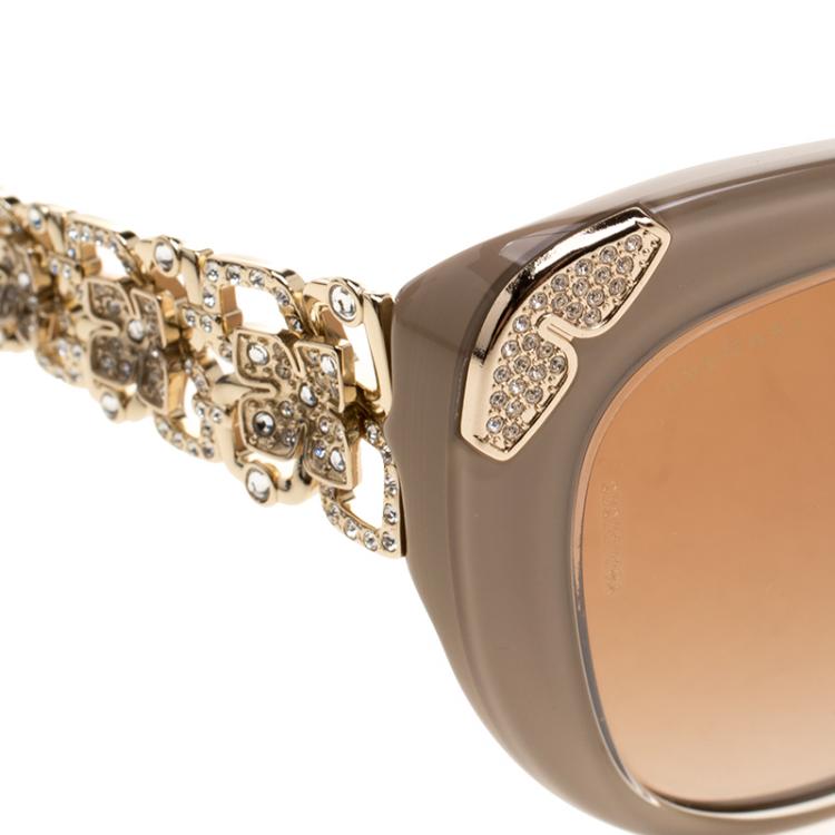 Pre Owned Bvlgari Beige 8162-B Giardini Cateye Sunglasses