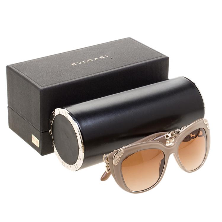 Pre Owned Bvlgari Beige 8162-B Giardini Cateye Sunglasses