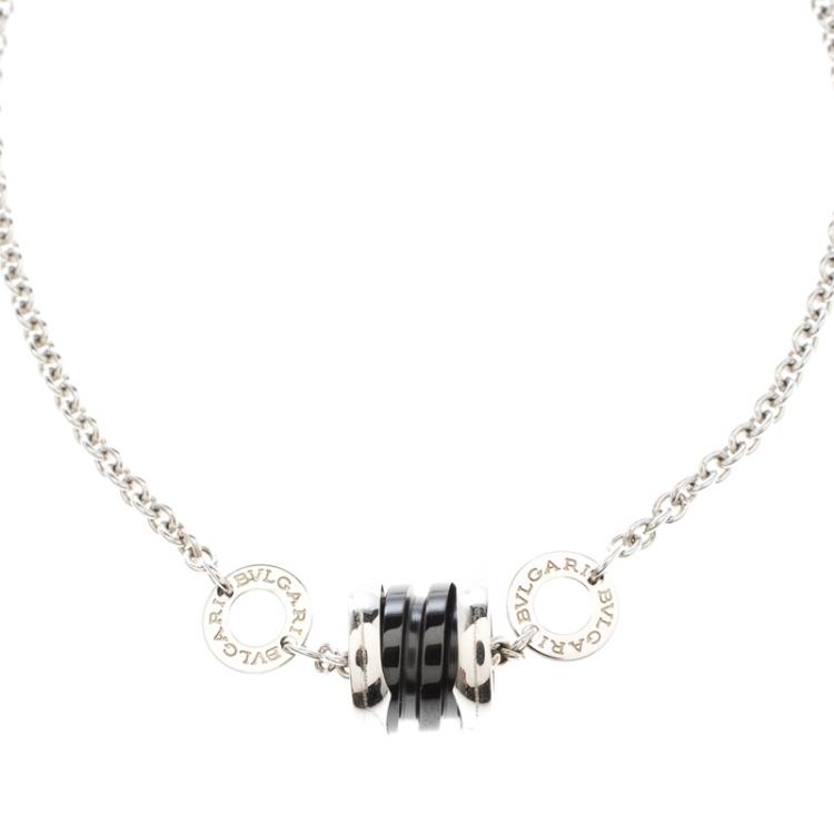 Pre Owned Bvlgari Save the Children Black Ceramic Silver Bracelet