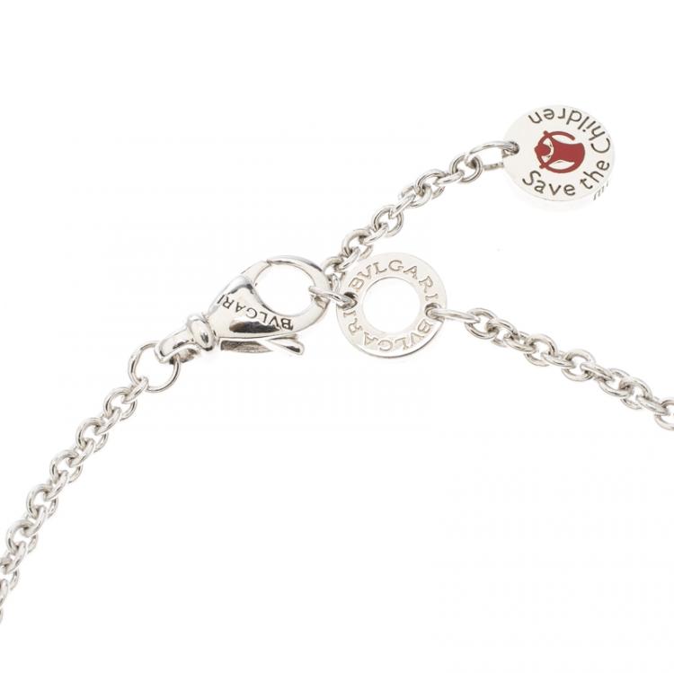 Pre Owned Bvlgari Save the Children Black Ceramic Silver Bracelet