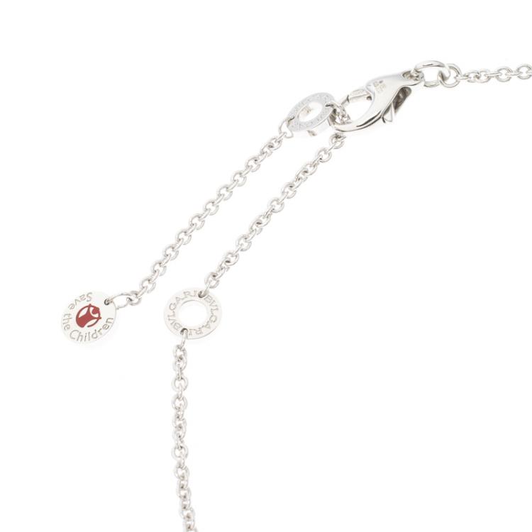 Pre Owned Bvlgari Save the Children Black Ceramic Silver Pendant Necklace