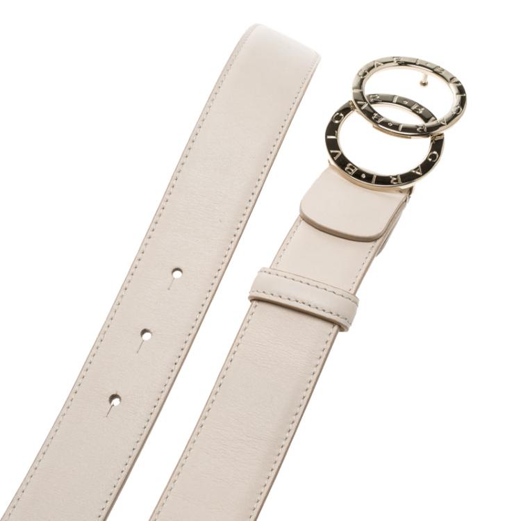 Pre Owned Bvlagri Peach Leather Double Ring Logo Belt Size 110cm