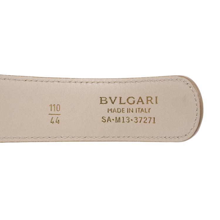 Pre Owned Bvlagri Peach Leather Double Ring Logo Belt Size 110cm