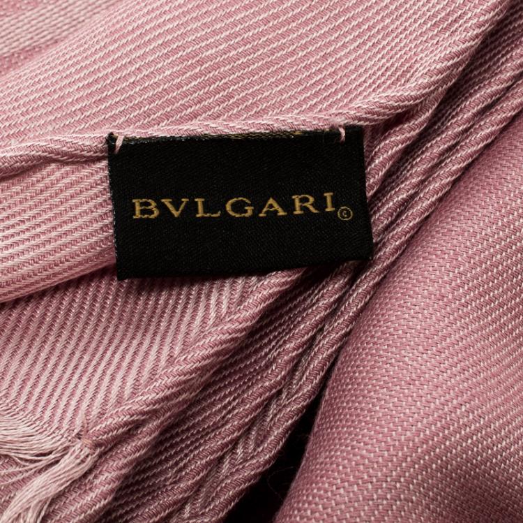 Pre Owned Bvlgari Pink Silk Wool Logomania Scarf 