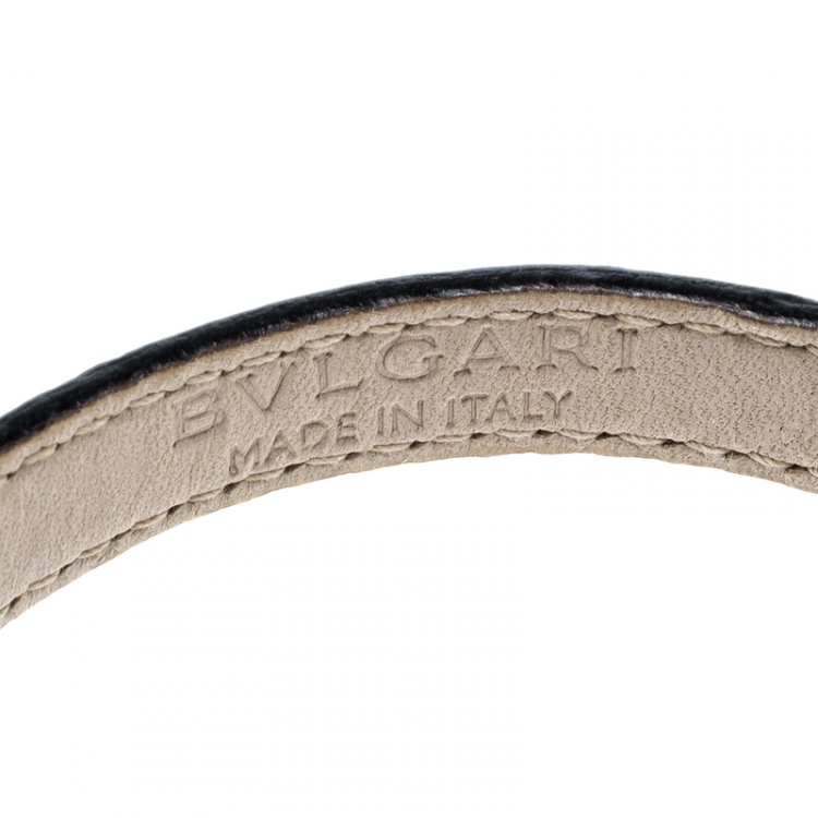 Pre Owned Bvlgari Serpenti Green Enamel Leather Bracelet 17cm