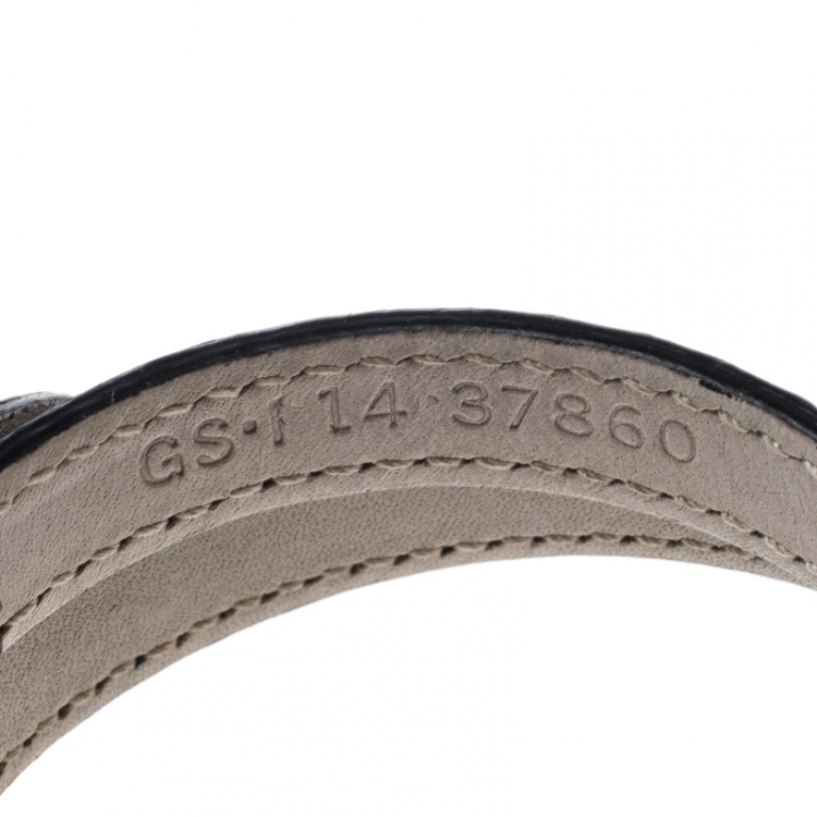 Pre Owned Bvlgari Serpenti Forever Black Lizard Leather Double Coiled Bracelet