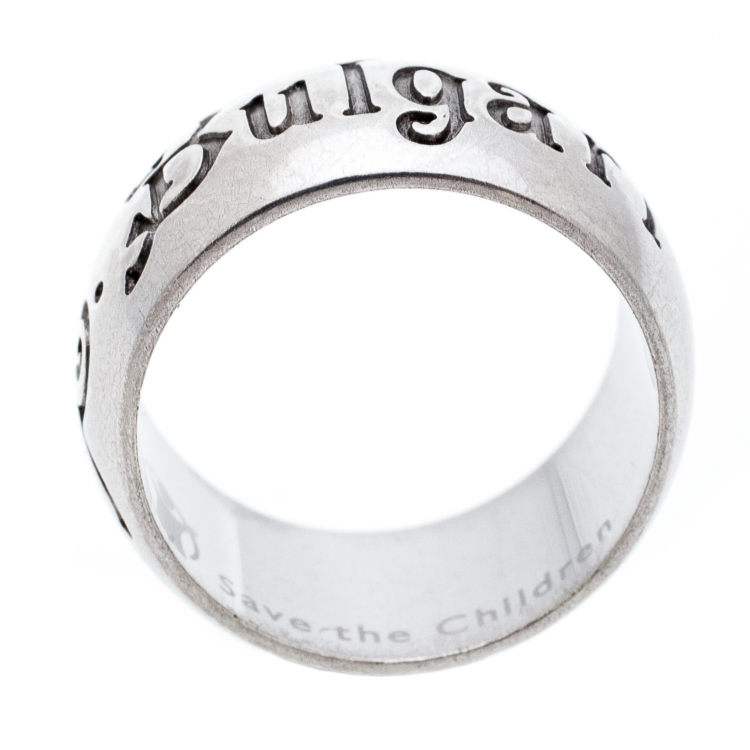 Pre Owned Bvlgari Save The Children Silver Band Ring Size EU 55