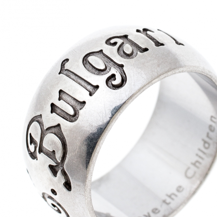 Pre Owned Bvlgari Save The Children Silver Band Ring Size EU 55