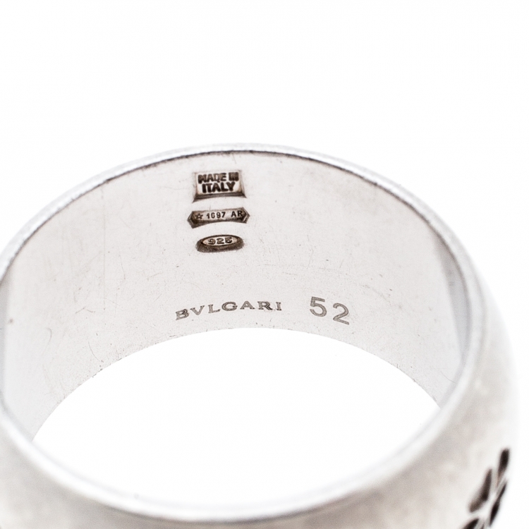 Pre Owned Bvlgari Save The Children Silver Band Ring Size EU 55