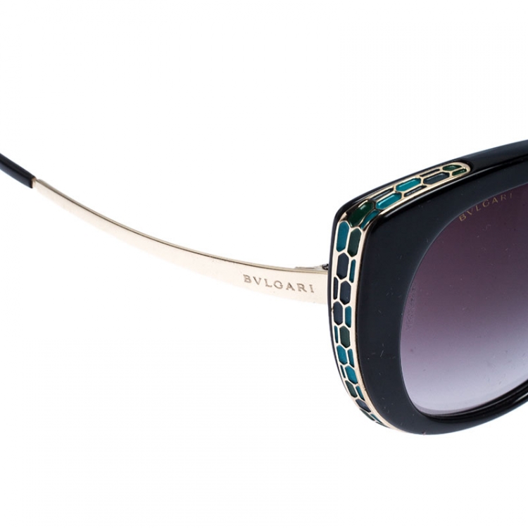 Pre Owned Bvlgari Serpenti Black/Grey Gradient 8178 Cateye Sunglasses 