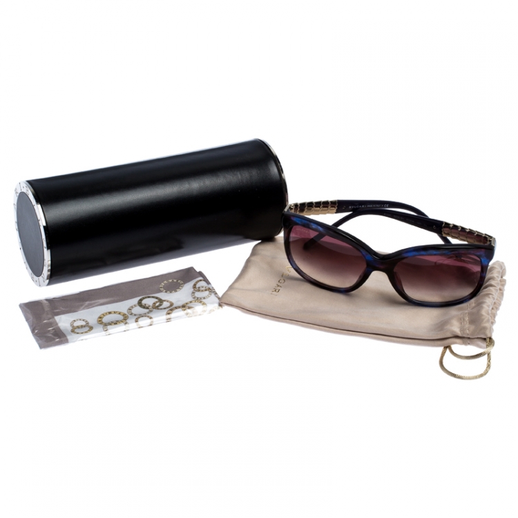 Pre Owned Bvlgari Purple/Blue Gradient 8155 Square Sunglasses