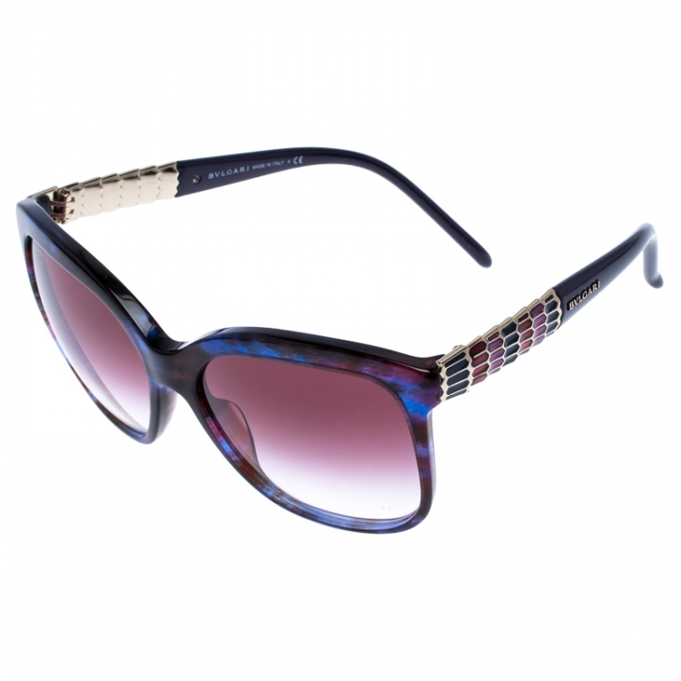 Pre Owned Bvlgari Purple/Blue Gradient 8155 Square Sunglasses