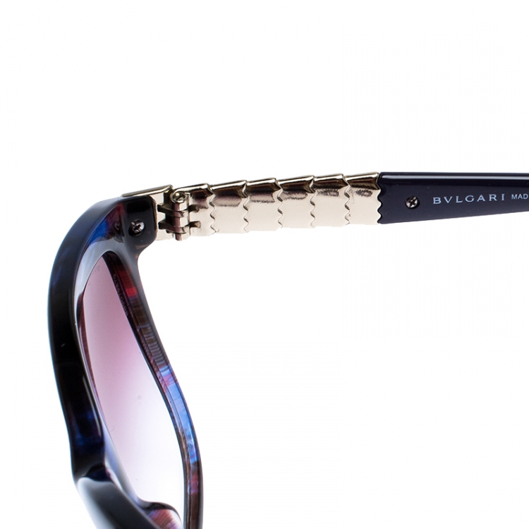 Pre Owned Bvlgari Purple/Blue Gradient 8155 Square Sunglasses