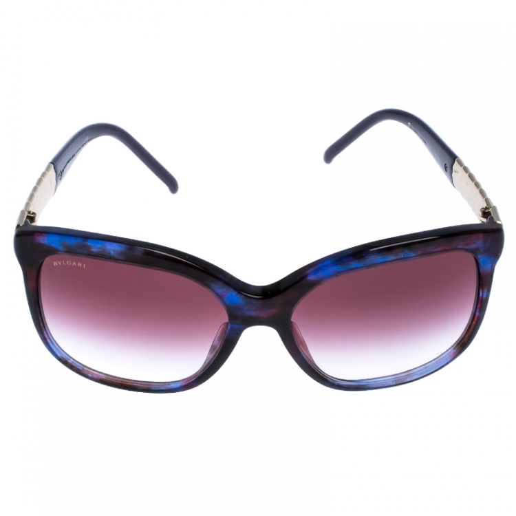 Pre Owned Bvlgari Purple/Blue Gradient 8155 Square Sunglasses