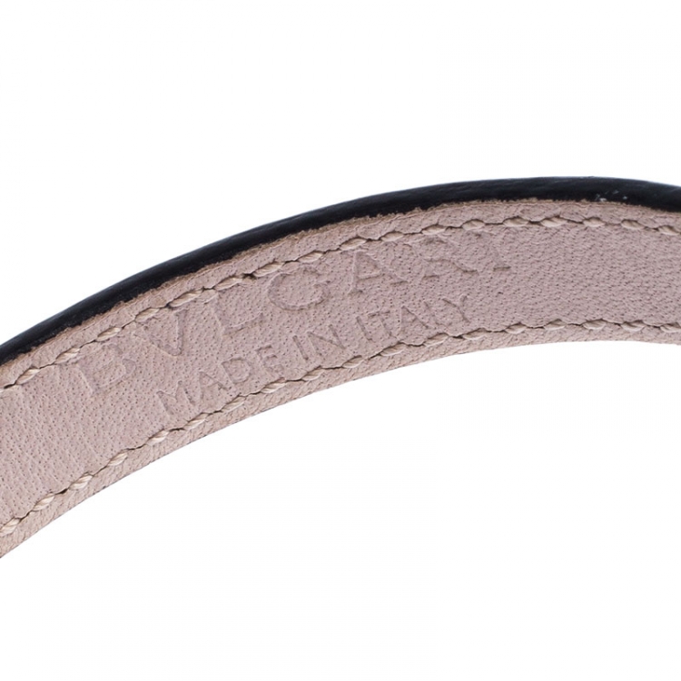 Pre Owned Bvlgari Serpenti Forever Blue Enamel Gold Plated Double Coiled Leather Bracelet