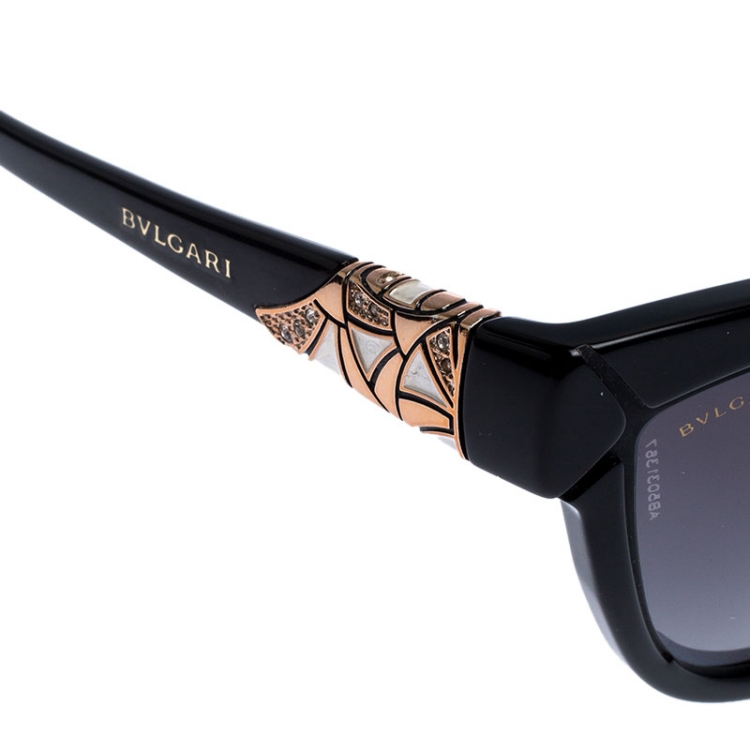 Pre Owned Bvlgari Black Gradient 8156-B Cateye Sunglasses 
